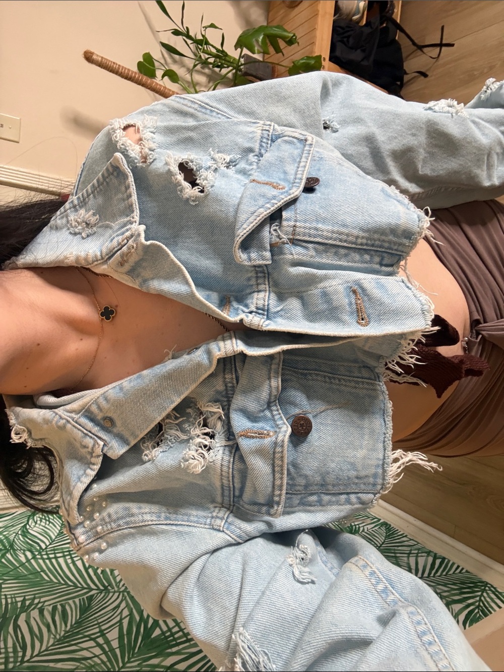 Light Wash Distressed Denim Jacket